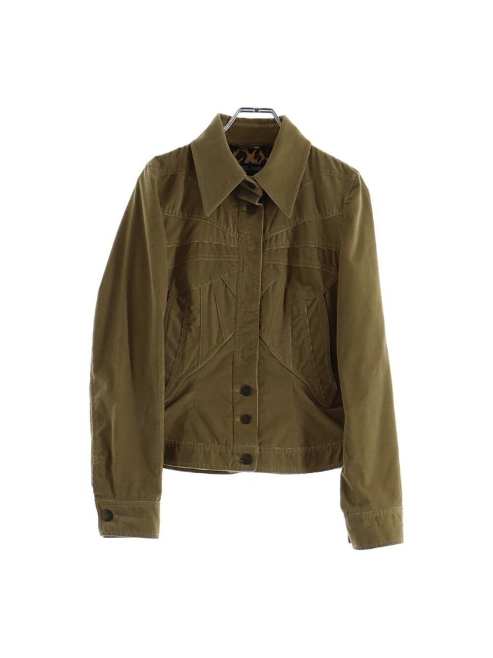 Dolce & Gabbana Lining Leopard Print Corduroy Tracker Jacket Brown